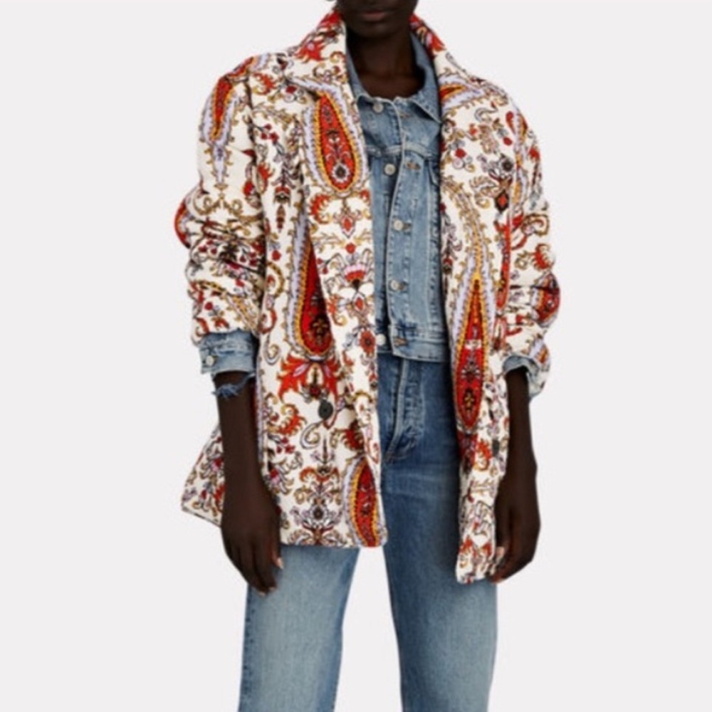 MARA HOFFMAN LEVINE PAISLEY QUILTED COAT S